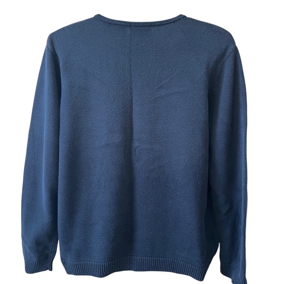 Liz Claiborne Vintage Cotton Argyle Cardigan Sweater Blue Yellow Large - Picture 3 of 8